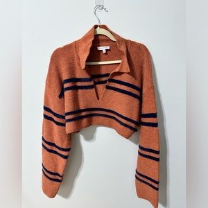 Orange and navy cropped sweater